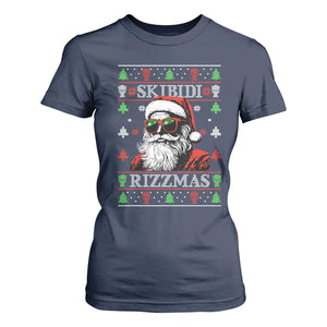 Skibidi Rizzmas Christmas T Shirt For Women Rizz Santa Claus Funny Xmas Gen Alpha Ugly Christmas TS10 Navy Print Your Wear