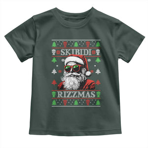 Skibidi Rizzmas Christmas Toddler T Shirt Rizz Santa Claus Funny Xmas Gen Alpha Ugly Christmas TS10 Dark Forest Green Print Your Wear