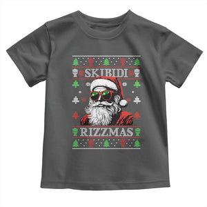 Skibidi Rizzmas Christmas Toddler T Shirt Rizz Santa Claus Funny Xmas Gen Alpha Ugly Christmas TS10 Dark Heather Print Your Wear