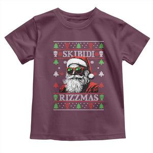 Skibidi Rizzmas Christmas Toddler T Shirt Rizz Santa Claus Funny Xmas Gen Alpha Ugly Christmas TS10 Maroon Print Your Wear