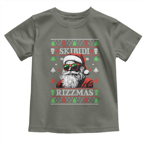Skibidi Rizzmas Christmas Toddler T Shirt Rizz Santa Claus Funny Xmas Gen Alpha Ugly Christmas TS10 Military Green Print Your Wear