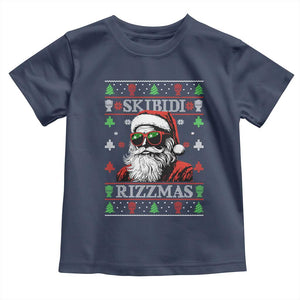 Skibidi Rizzmas Christmas Toddler T Shirt Rizz Santa Claus Funny Xmas Gen Alpha Ugly Christmas TS10 Navy Print Your Wear
