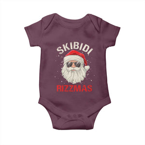 Skibidi Rizzmas Christmas Baby Onesie Rizz Santa Claus Retro Funny Xmas Gen Alpha Kid TS10 Maroon Print Your Wear