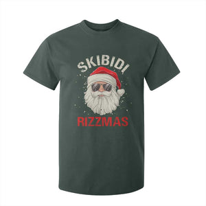 Skibidi Rizzmas Christmas T Shirt For Kid Rizz Santa Claus Retro Funny Xmas Gen Alpha Kid TS10 Dark Forest Green Print Your Wear