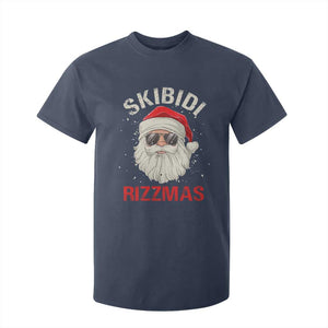 Skibidi Rizzmas Christmas T Shirt For Kid Rizz Santa Claus Retro Funny Xmas Gen Alpha Kid TS10 Navy Print Your Wear