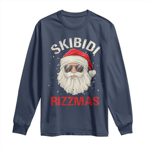 Skibidi Rizzmas Christmas Long Sleeve Shirt Rizz Santa Claus Retro Funny Xmas Gen Alpha Kid TS10 Navy Print Your Wear
