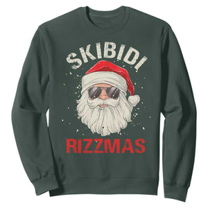 Skibidi Rizzmas Christmas Sweatshirt Rizz Santa Claus Retro Funny Xmas Gen Alpha Kid TS10 Dark Forest Green Print Your Wear
