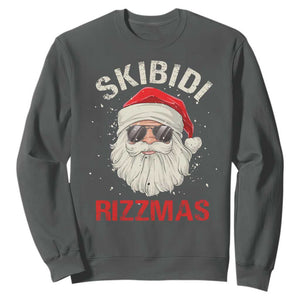 Skibidi Rizzmas Christmas Sweatshirt Rizz Santa Claus Retro Funny Xmas Gen Alpha Kid TS10 Dark Heather Print Your Wear