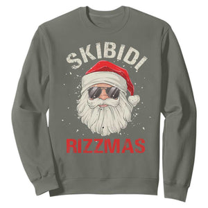 Skibidi Rizzmas Christmas Sweatshirt Rizz Santa Claus Retro Funny Xmas Gen Alpha Kid TS10 Military Green Print Your Wear