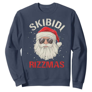 Skibidi Rizzmas Christmas Sweatshirt Rizz Santa Claus Retro Funny Xmas Gen Alpha Kid TS10 Navy Print Your Wear