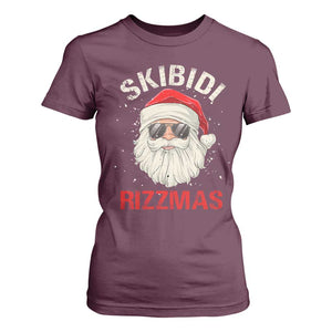 Skibidi Rizzmas Christmas T Shirt For Women Rizz Santa Claus Retro Funny Xmas Gen Alpha Kid TS10 Maroon Print Your Wear