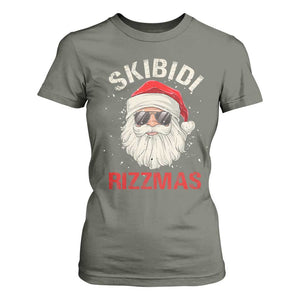 Skibidi Rizzmas Christmas T Shirt For Women Rizz Santa Claus Retro Funny Xmas Gen Alpha Kid TS10 Military Green Print Your Wear