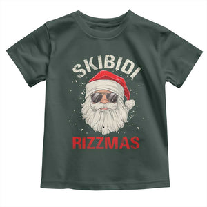 Skibidi Rizzmas Christmas Toddler T Shirt Rizz Santa Claus Retro Funny Xmas Gen Alpha Kid TS10 Dark Forest Green Print Your Wear