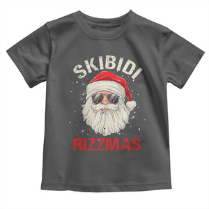Skibidi Rizzmas Christmas Toddler T Shirt Rizz Santa Claus Retro Funny Xmas Gen Alpha Kid TS10 Dark Heather Print Your Wear