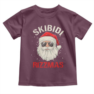 Skibidi Rizzmas Christmas Toddler T Shirt Rizz Santa Claus Retro Funny Xmas Gen Alpha Kid TS10 Maroon Print Your Wear