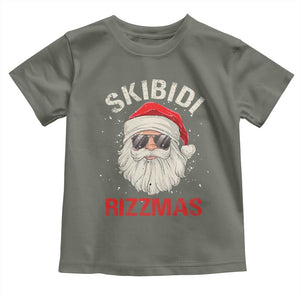 Skibidi Rizzmas Christmas Toddler T Shirt Rizz Santa Claus Retro Funny Xmas Gen Alpha Kid TS10 Military Green Print Your Wear