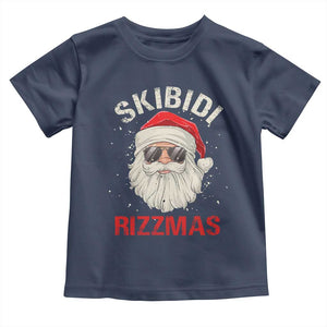 Skibidi Rizzmas Christmas Toddler T Shirt Rizz Santa Claus Retro Funny Xmas Gen Alpha Kid TS10 Navy Print Your Wear