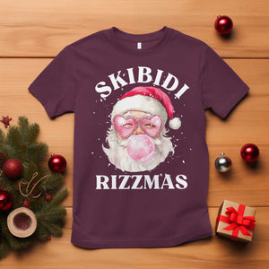Skibidi Rizzmas Christmas T Shirt Rizz Santa Pink Bubble Gum Funny Xmas Gen Alpha Girl Kids TS10 Maroon Print Your Wear