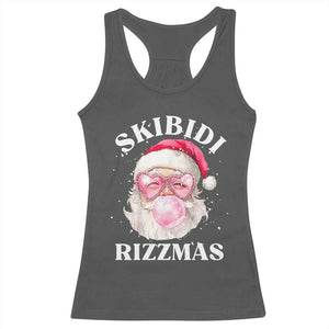 Skibidi Rizzmas Christmas Racerback Tank Top Rizz Santa Pink Bubble Gum Funny Xmas Gen Alpha Girl Kids TS10 Dark Heather Print Your Wear
