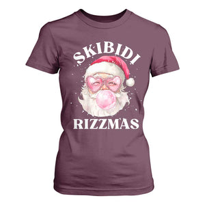 Skibidi Rizzmas Christmas T Shirt For Women Rizz Santa Pink Bubble Gum Funny Xmas Gen Alpha Girl Kids TS10 Maroon Print Your Wear