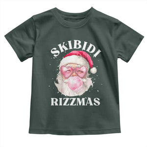 Skibidi Rizzmas Christmas Toddler T Shirt Rizz Santa Pink Bubble Gum Funny Xmas Gen Alpha Girl Kids TS10 Dark Forest Green Print Your Wear