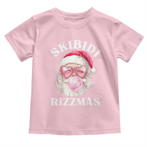 Skibidi Rizzmas Christmas Toddler T Shirt Rizz Santa Pink Bubble Gum Funny Xmas Gen Alpha Girl Kids TS10 Light Pink Print Your Wear