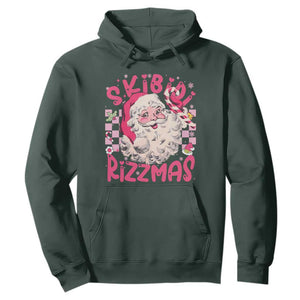 SKIBIDI Rizzmas Santa Hoodie Rizz Santa Pink Groovy Funny Xmas Gen Alpha Girl Kids TS10 Dark Forest Green Print Your Wear
