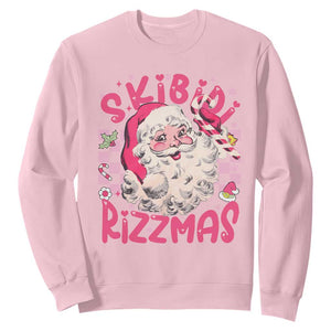 SKIBIDI Rizzmas Santa Sweatshirt Rizz Santa Pink Groovy Funny Xmas Gen Alpha Girl Kids TS10 Light Pink Print Your Wear