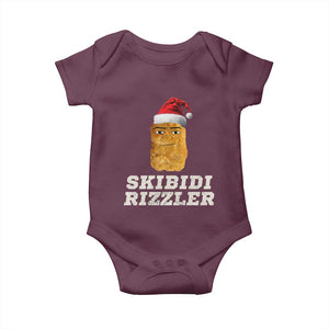 Christmas Skibidi Toilet Rizzler Baby Onesie Meme Funny Memes Brainrot Rizz TS10 Maroon Print Your Wear
