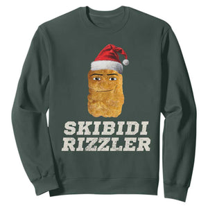Christmas Skibidi Toilet Rizzler Sweatshirt Meme Funny Memes Brainrot Rizz TS10 Dark Forest Green Print Your Wear