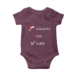 Nice Naughty Skibidi List Santa Claus Sarcastic Baby Onesie TS10 Maroon Print Your Wear