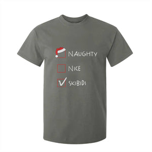 Nice Naughty Skibidi List Santa Claus Sarcastic T Shirt For Kid TS10 Military Green Print Your Wear