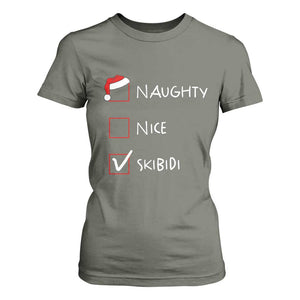 Nice Naughty Skibidi List Santa Claus Sarcastic T Shirt For Women TS10 Military Green Print Your Wear
