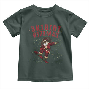 Skibidi Rizzmas Christmas Toddler T Shirt Rizz Santa Claus Skater Skateboard Skateboarder Kid Cool TS10 Dark Forest Green Print Your Wear