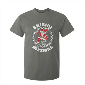 Skibidi Rizzmas Christmas T Shirt For Kid Rizz Skateboarding Santa Claus Skater Skateboard Skateboarder TS10 Military Green Print Your Wear