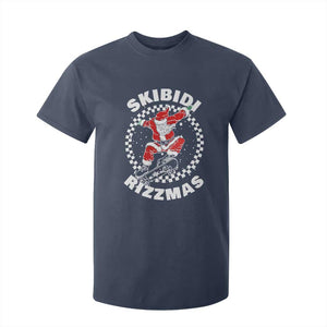 Skibidi Rizzmas Christmas T Shirt For Kid Rizz Skateboarding Santa Claus Skater Skateboard Skateboarder TS10 Navy Print Your Wear