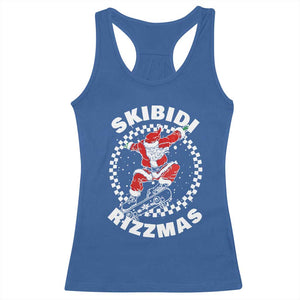 Skibidi Rizzmas Christmas Racerback Tank Top Rizz Skateboarding Santa Claus Skater Skateboard Skateboarder TS10 Royal Blue Print Your Wear