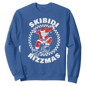 Skibidi Rizzmas Christmas Sweatshirt Rizz Skateboarding Santa Claus Skater Skateboard Skateboarder TS10 Royal Blue Print Your Wear