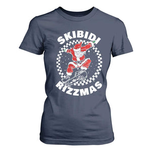 Skibidi Rizzmas Christmas T Shirt For Women Rizz Skateboarding Santa Claus Skater Skateboard Skateboarder TS10 Navy Print Your Wear
