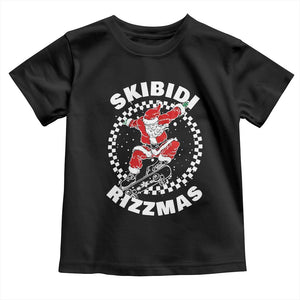 Skibidi Rizzmas Christmas Toddler T Shirt Rizz Skateboarding Santa Claus Skater Skateboard Skateboarder TS10 Black Print Your Wear