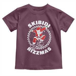 Skibidi Rizzmas Christmas Toddler T Shirt Rizz Skateboarding Santa Claus Skater Skateboard Skateboarder TS10 Maroon Print Your Wear