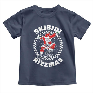 Skibidi Rizzmas Christmas Toddler T Shirt Rizz Skateboarding Santa Claus Skater Skateboard Skateboarder TS10 Navy Print Your Wear