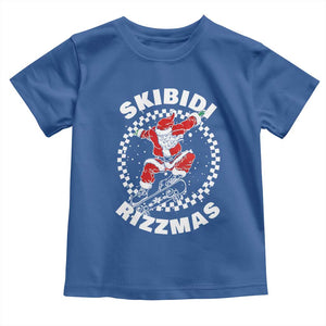 Skibidi Rizzmas Christmas Toddler T Shirt Rizz Skateboarding Santa Claus Skater Skateboard Skateboarder TS10 Royal Blue Print Your Wear