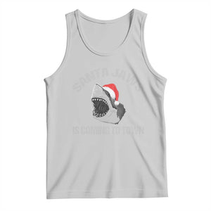 Funny Shark Christmas Tank Top Santa Jaws Is Coming Town TS10 Ash Print Your Wear
