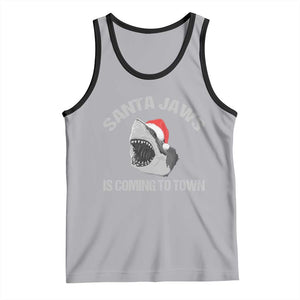 Funny Shark Christmas Tank Top Santa Jaws Is Coming Town TS10 Athletic Heather Black Print Your Wear