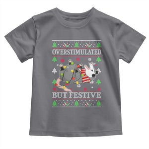 Possum Christmas Toddler T Shirt Overstimulated But Festive Ugly Christmas TS10 Charcoal Print Your Wear