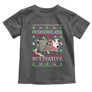 Possum Christmas Toddler T Shirt Overstimulated But Festive Ugly Christmas TS10 Dark Heather Print Your Wear