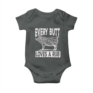 Funny BBQ Baby Onesie Pork Butt Loves a Rub Grilling Gift TS10 Dark Heather Print Your Wear