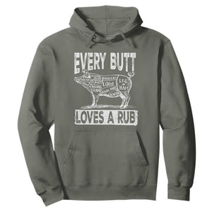 BBQ Hoodie Pork Butt Rub Dad Grill Gift TS10 Military Green Print Your Wear