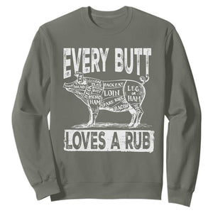 BBQ Sweatshirt Pork Butt Rub Dad Grill Gift TS10 Military Green Print Your Wear